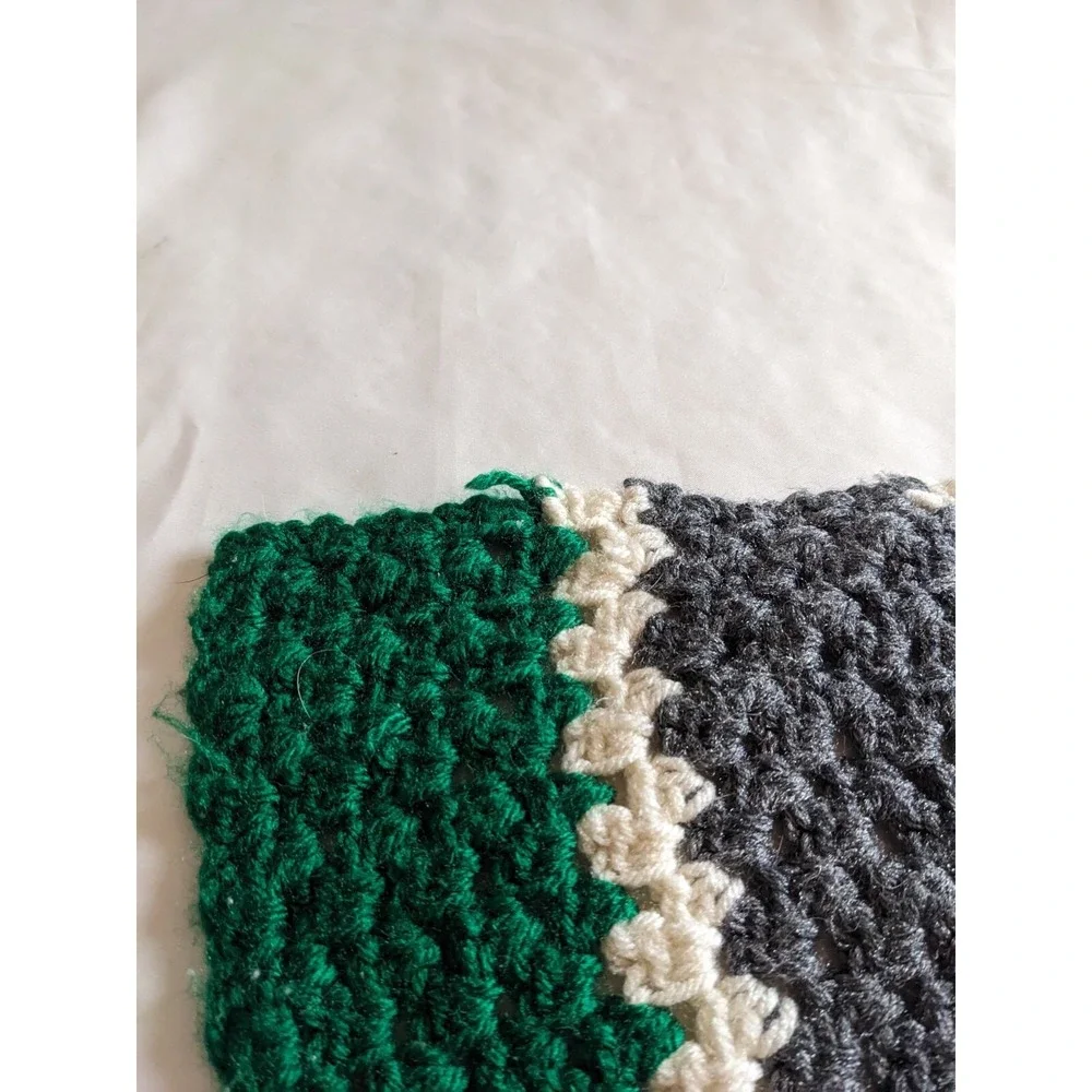 Handmade Blanket Afghan Throw‎ Crochet Green Purple Yellow 41